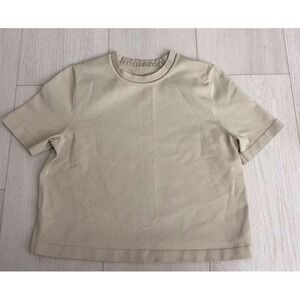 Lululemon Boxy Knit T Shirt Tee Top Sz XS Bone Color Crop Activewear Relaxed